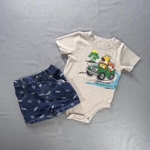 Garanimals‎ One Piece And Shorts Set Animals Boys 12 Month